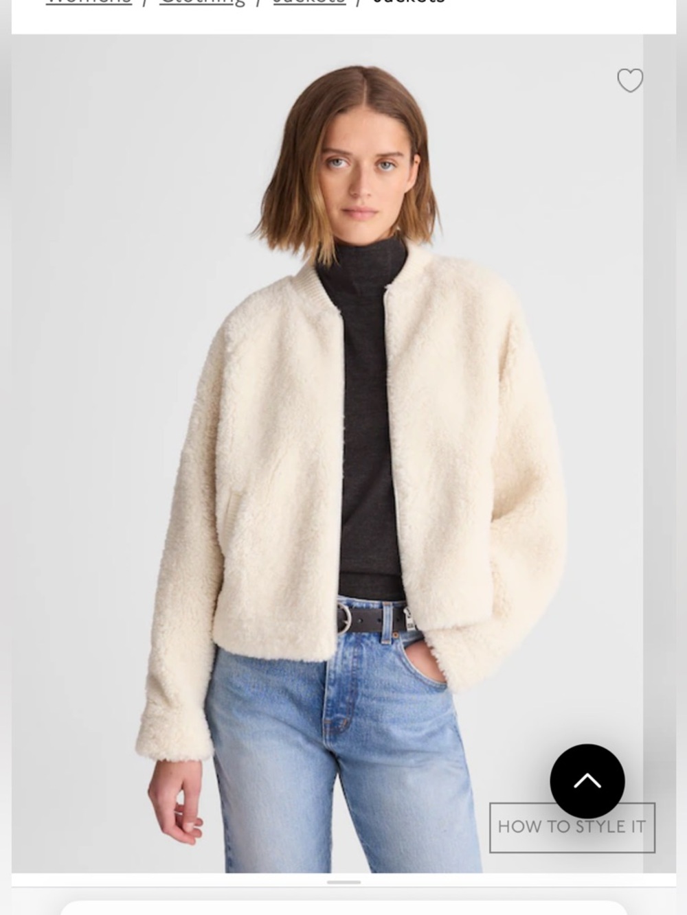 Madewell Cream Sherpa Bomber Jacket